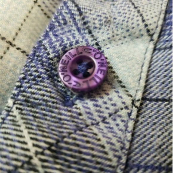 Oneill Mens Purple Plaid Button Down - Picture 4 of 6